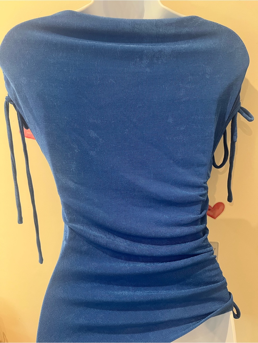 Blue Ruched Off-Shoulder Blouse - Picture 4 of 5
